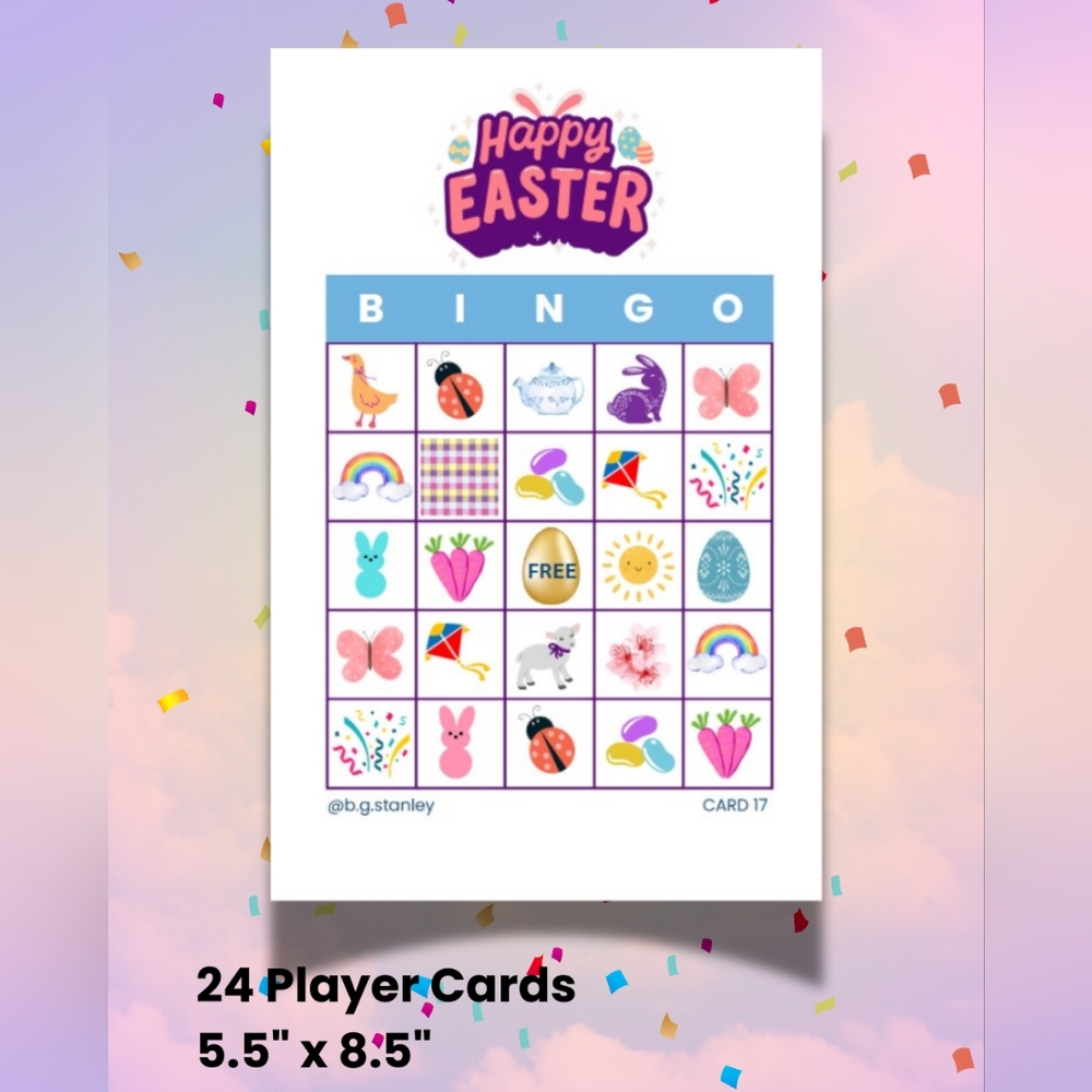 Easter Spring Bingo Game Set 24 Cards Family Games